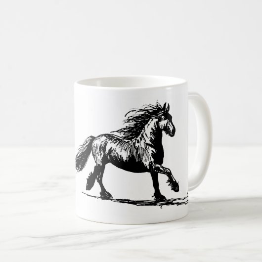 Mok met pentekening van Fries paard Kaffeetasse (VorderseiteRechts)