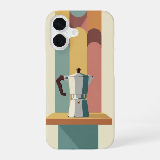Moka-Kanne auf Retro-Block iPhone 16 Hülle (Rückseite)