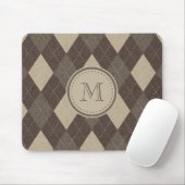 Mokka Chocca Brown Raute kariert mit Monogramm Mousepad (Mit Mouse)