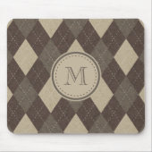 Mokka Chocca Brown Raute kariert mit Monogramm Mousepad (Vorne)