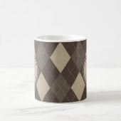 Mokka Chocca Brown Rauten-Muster mit Monogramm Kaffeetasse (Mittel)