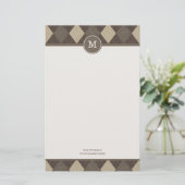 Mokka Chocca Rauten-kariertes Briefpapier (Stehend Vorderseite)