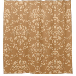 Mokka Latte Brown Damast Duschvorhang