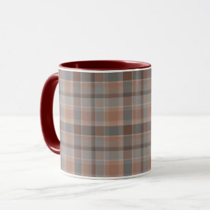 Mokka-Mousse und grau kariert Tasse