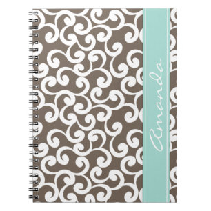 Mokka-und Minzen-mit Monogramm Element-Druck Notizblock