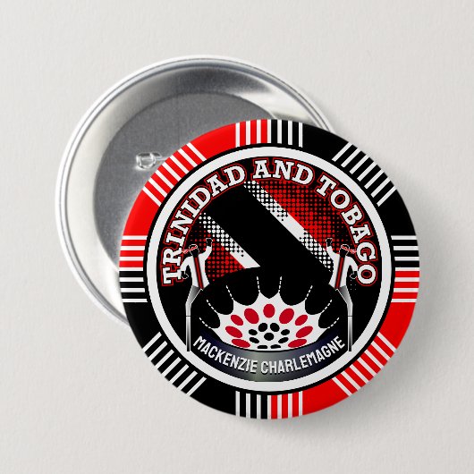 MOKO JUMBIE und STEELPAN mit geometrischem Hinterg Button (Vorne & Hinten)