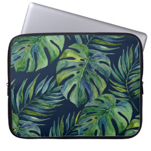 Moku Island Hawaiian Monstera- Navy Neoprenanzug Laptopschutzhülle