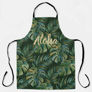 Moku Island Hawaiianische Aquarell-Monstera - Grün Schürze