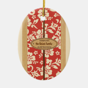 Mokuleia anpassbares Vintage-Surfboard-Ornament Keramik Ornament