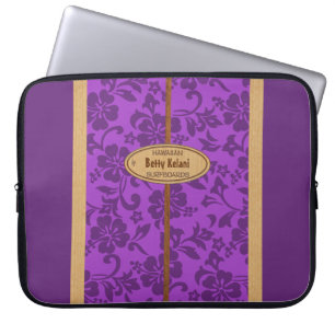 Mokuleia Hawaiian Faux-Holz-Monogramm-Surfboard Laptopschutzhülle