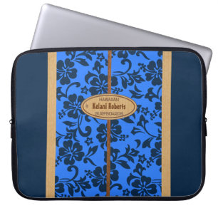 Mokuleia Hawaiian Faux-Holz-Monogramm-Surfboard Laptopschutzhülle