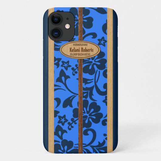 Mokuleia Hawaiian Imitats Wood Monogram Surfboard Case-Mate iPhone Hülle (Rückseite)