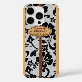 Mokuleia Hawaiian Imitats Wood Monogram Surfboard iPhone 16 Pro Hülle