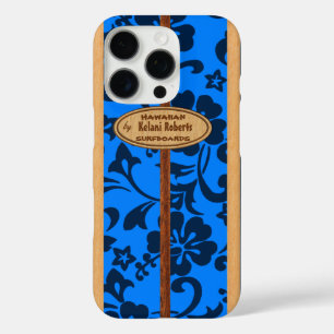 Mokuleia Hawaiian Imitats Wood Monogram Surfboard  iPhone 16 Pro Hülle