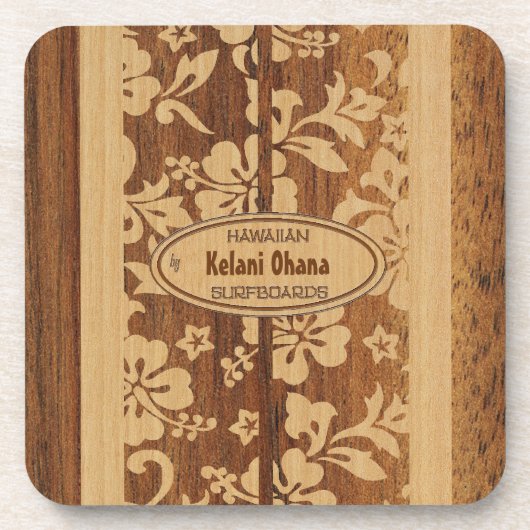 Mokuleia Surfboard Anpassbare Tiki-Bar-Untersetzer Getränkeuntersetzer (Vorderseite)