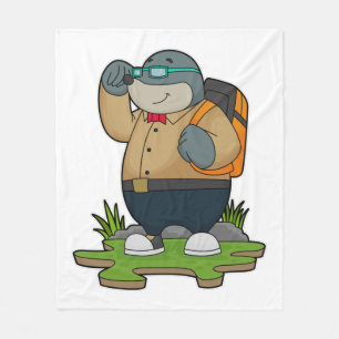 Mol as Hiker with Backpack Fleecedecke