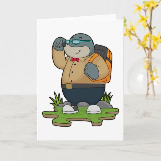 Mol as Hiker with Backpack Karte (Gelbe Blume)