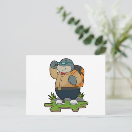 Mol as Hiker with Backpack Postkarte (Stehend Vorderseite)