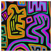 Mola Mystical Birds - Red Blue Green Ivory Blue Stoff (Muster)