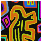 Mola Mystical Birds - Red Blue Green Ivory Blue Stoff (Nahaufnahme)