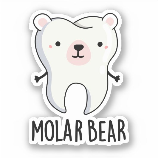 Molar Bear Funny Tooth Puff Aufkleber (Vorderseite)