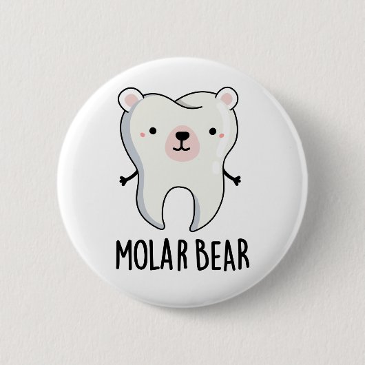 Molar Bear Funny Tooth Puff Button (Vorderseite)
