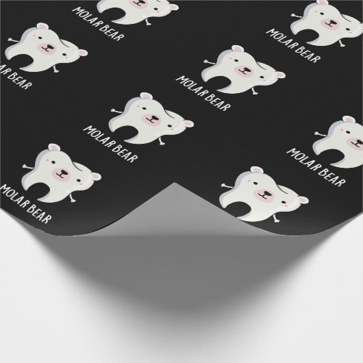 Molar Bear Funny Tooth Puff Dark BG Geschenkpapier (Ecke)
