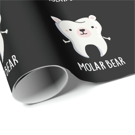 Molar Bear Funny Tooth Puff Dark BG Geschenkpapier (Rolleneckpunkt)