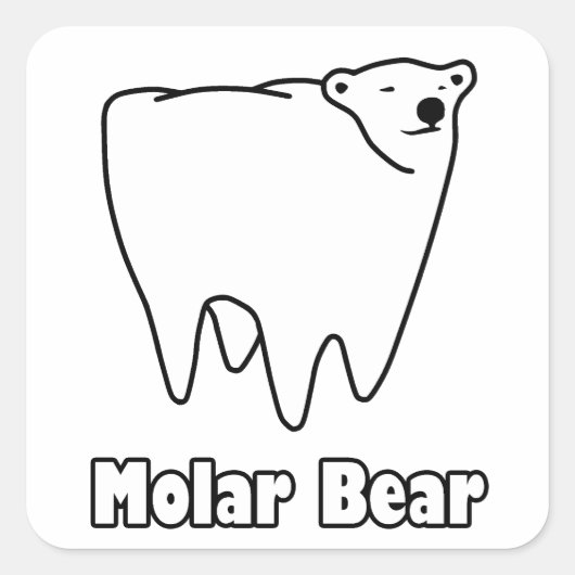 Molar Bear Polar Tooth Bear Quadratischer Aufkleber (Vorderseite)