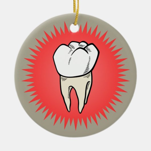 Molar frisch auf roter Sternexplosion extrahiert Keramik Ornament (Vorne)