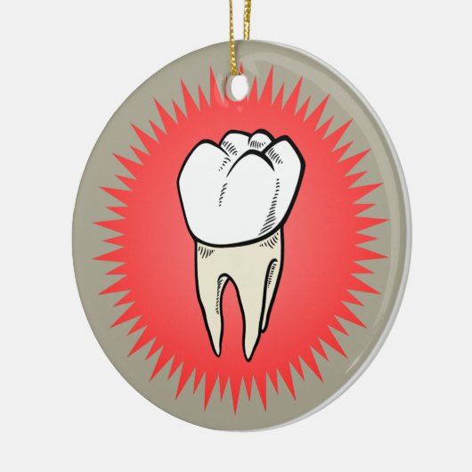 Molar frisch auf roter Sternexplosion extrahiert Keramik Ornament (Links)