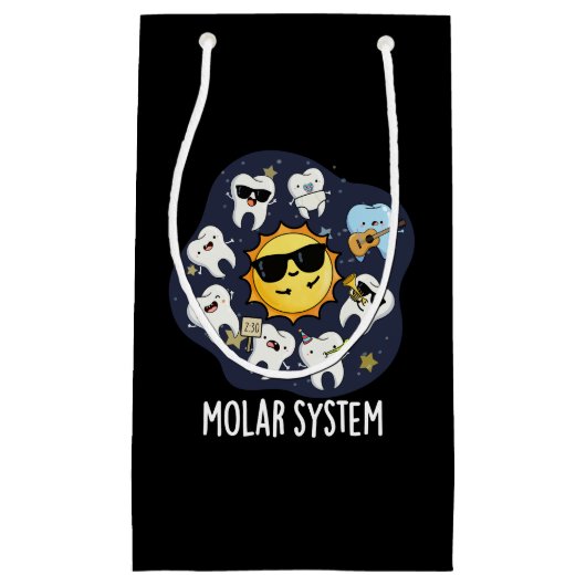 Molar System Funny Dental Astronomie Pun Dark BG Kleine Geschenktüte (Vorderseite)