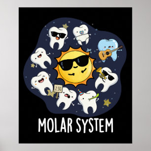 Molar System Funny Dental Astronomie Pun Dark BG Poster
