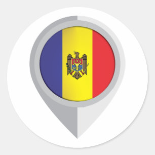 Moldau Button Location Flag für Ihre Familie, die Runder Aufkleber