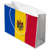 Moldau-Flagge Große Geschenktüte (Rückseite Schrägansicht)