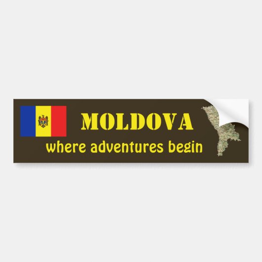 Moldau Flagge + Karte Autoaufkleber (Vorne)