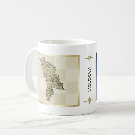 Moldau Flagge + Karte Tasse (Vorderseite Links)