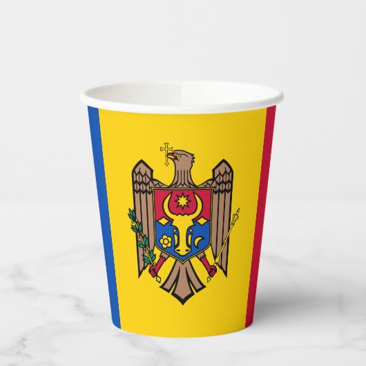 Moldau-Flagge Pappbecher (Links)