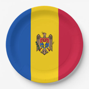 Moldau-Flagge Pappteller