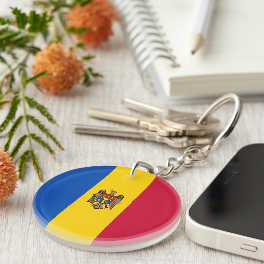 Moldau-Flagge Schlüsselanhänger (Vorderseite rechts)