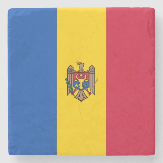 Moldau-Flagge Steinuntersetzer (Vorderseite)