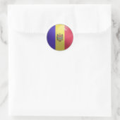Moldau-Glossy-Circle-Flagge Runder Aufkleber (Tasche)