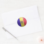 Moldau-Glossy-Circle-Flagge Runder Aufkleber (Umschlag)