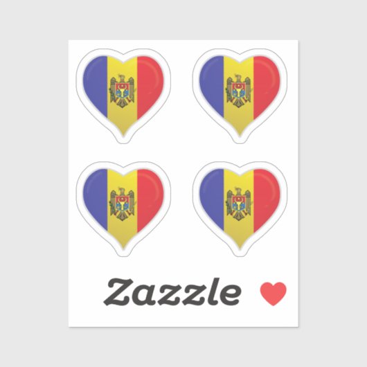 Moldau Liebe Flaggenstempel Aufkleber (Blatt)