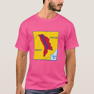 Moldau Politische Landkarte in Flaggenfarben. Nach T-Shirt