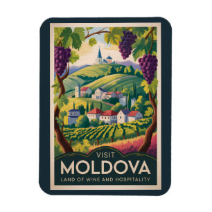 Moldau-Weingut-Illustration Reise Kunst Vintage Magnet