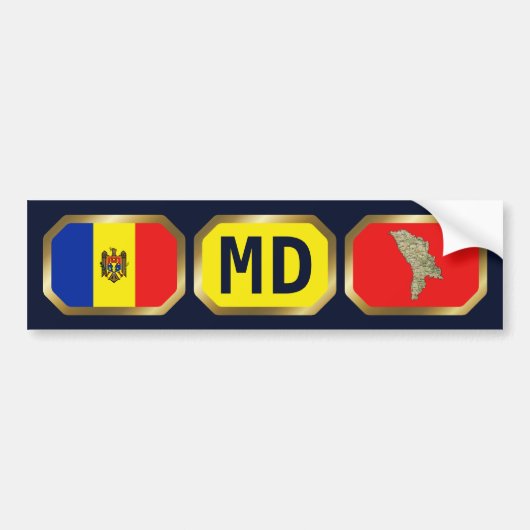 Moldawien-Autoaufkleber für die Flag-Karte Autoaufkleber (Vorne)