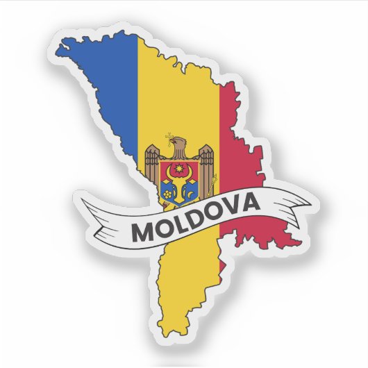 Moldawien-Flag-Karte Aufkleber (Vorderseite)
