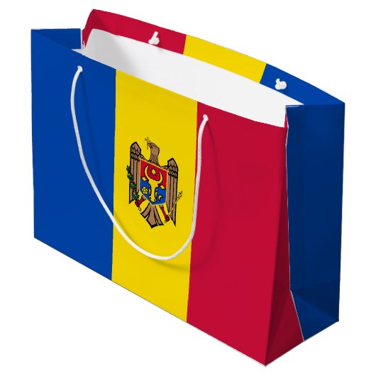 Moldawien-Flagge Große Geschenktüte (Rückseite Schrägansicht)