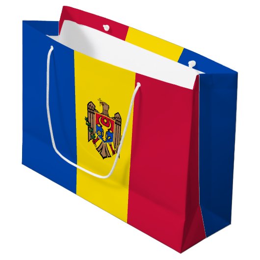 Moldawien-Flagge Große Geschenktüte (Vorderseite Schrägansicht)